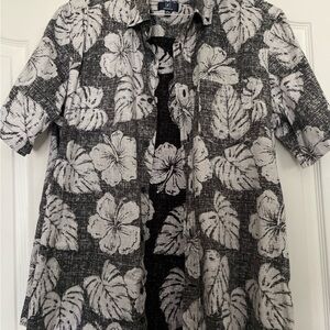 George Black and White Floral Casual Button Down Shirt